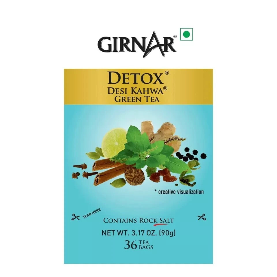 Girnar Food & Beverages Pvt. Ltd. Detox Green Tea – Desi Kahwa (36 Tea Bags) 90g