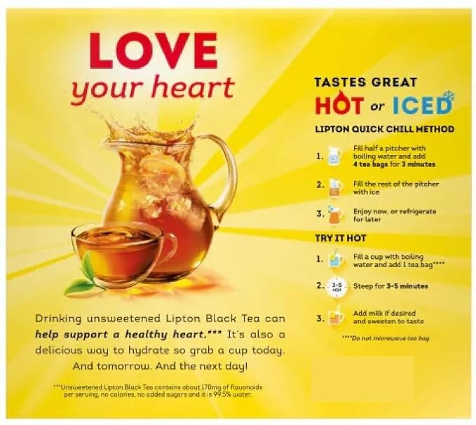 Lipton Natural Black Tea Ready-To-Go Bags Serve Hot or Cold, 104 Count