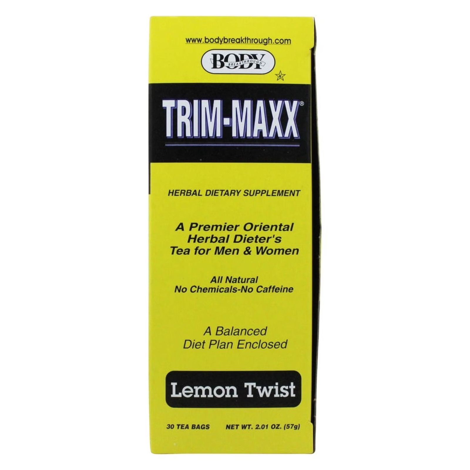 Body Breakthrough Trim Maxx Tea Lemon 60 Bags Herbal Dietary Supplement 60 2 pk