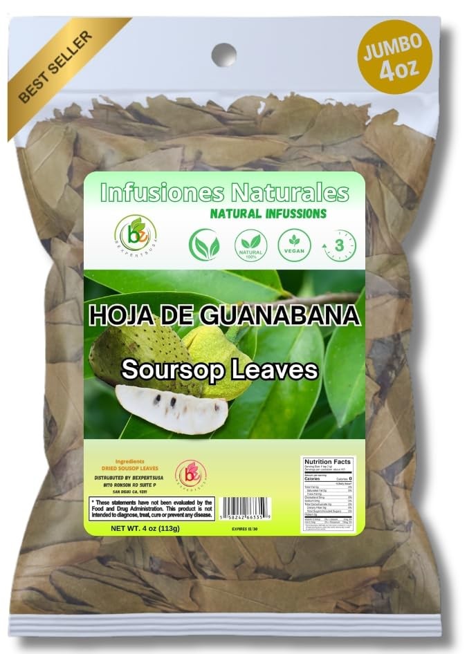 Guanábana Hojas (Soursop Leaves Tea) – Jumbo 4 oz – 100% Natural, Vegan, Non-…