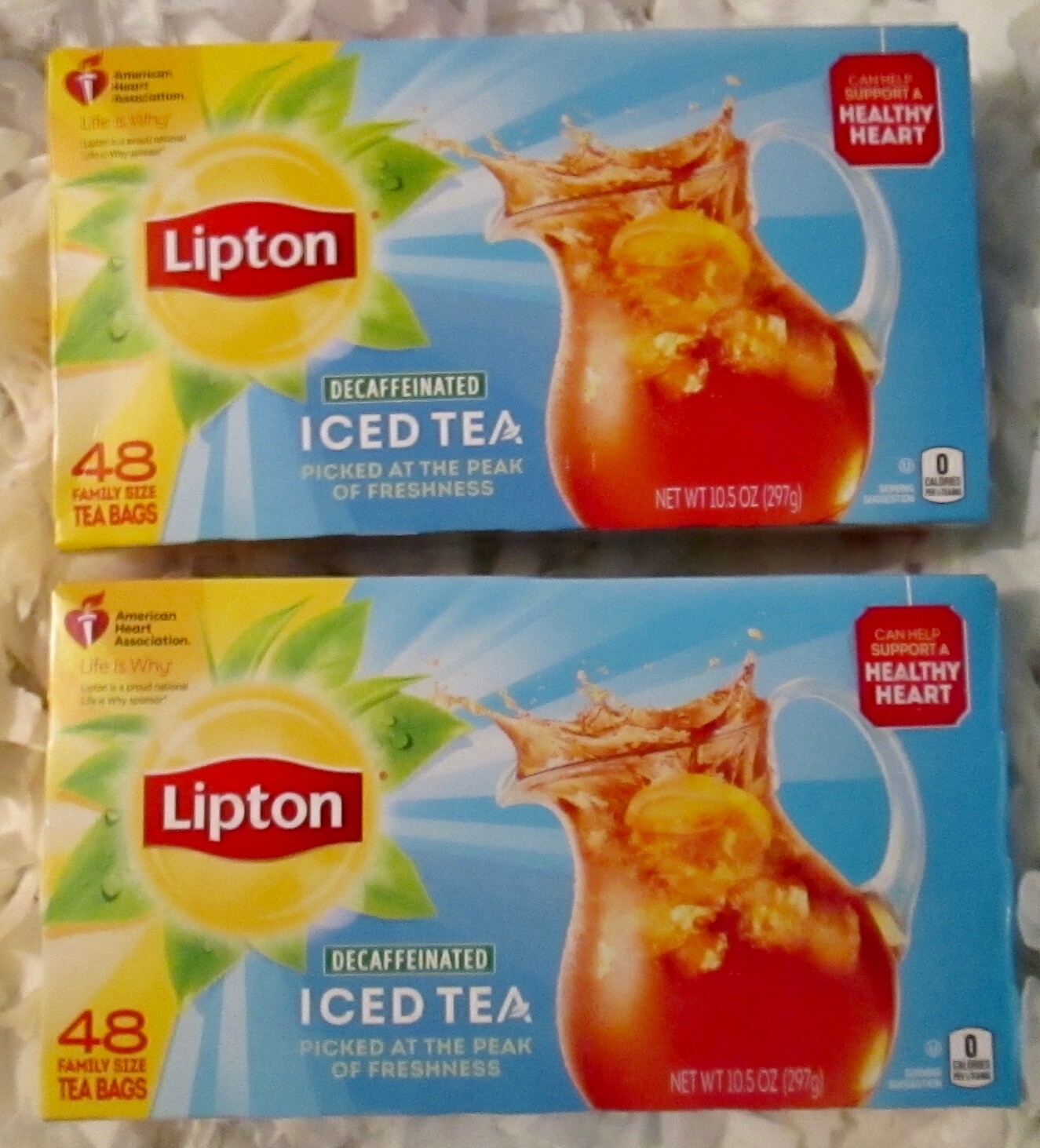 *2* LIPTON DECAFFEINATED ICED TEA Ea: 10.5 OZ 48 FAMILY SIZE TEA BAGS FREE SHIP!