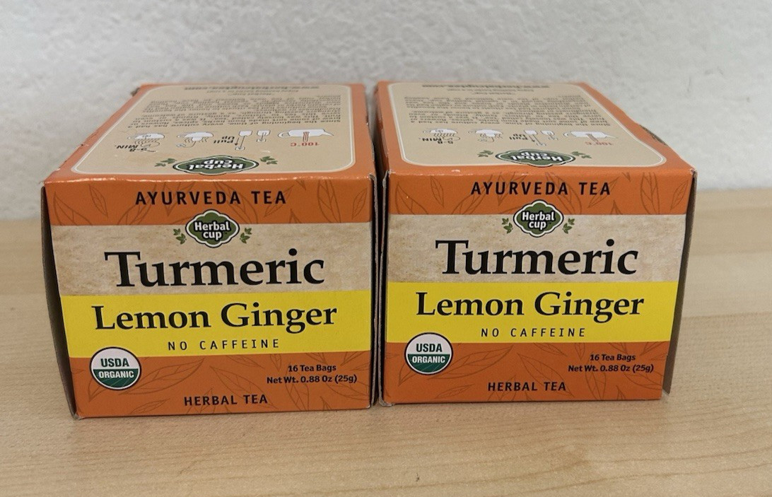 Herbal Cup Ayurveda Turmeric Tea, Organic Lemon Ginger No Caffeine