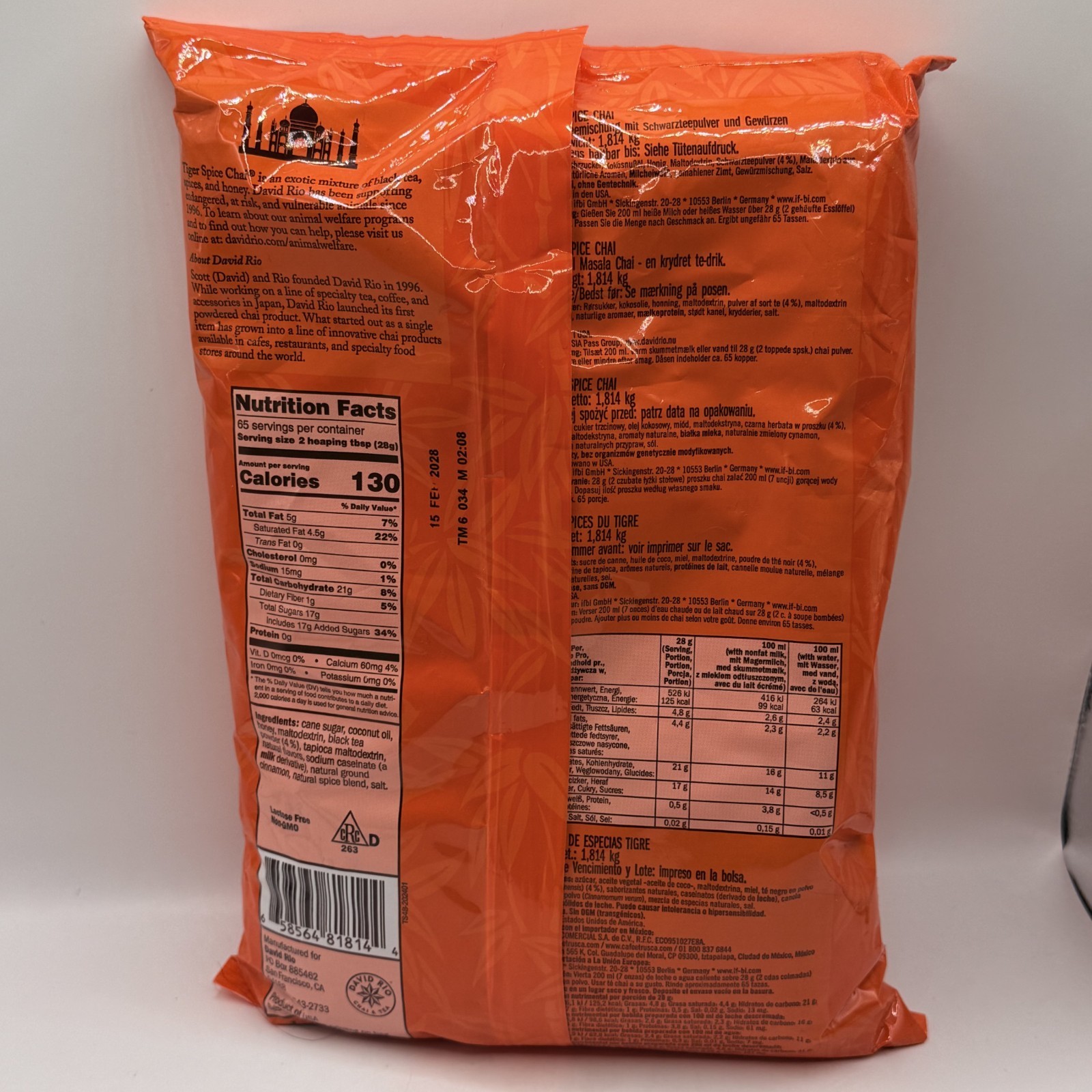 David Rio Tiger Spice Chai, Bulk, 4lb. Bag, New.