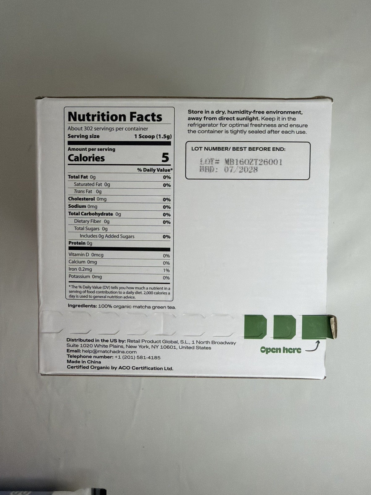 Matcha DNA Organic Matcha Green Tea Powder Unsweetened 100% Natural 1lbExp:07/28