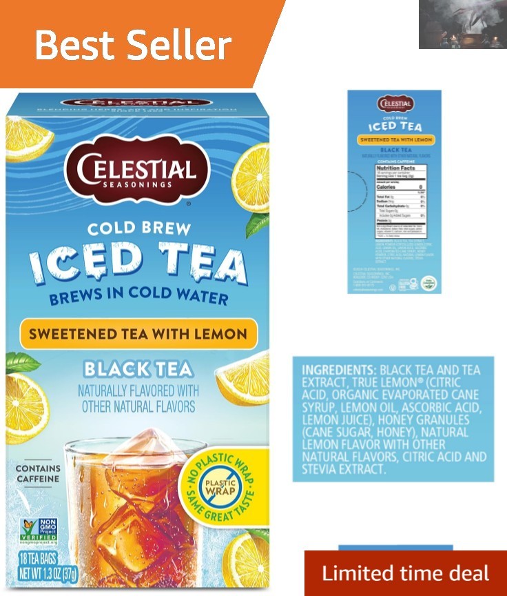 Non-GMO Sweetened Black Tea with Lemon – Cold Brew, 18 bags, GLUTEN-FREE