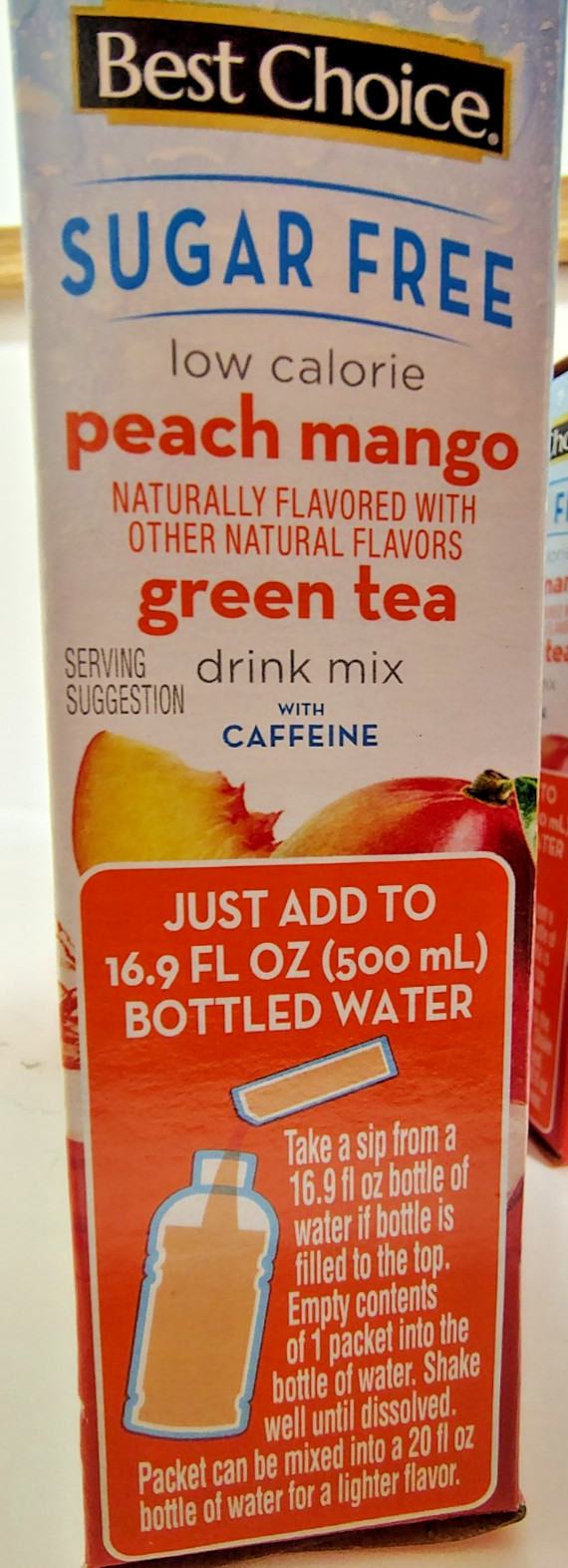 Best Choice Peach Mango Green Tea w/ Caffeine, BB 1226, Open Box / 60 Sticks
