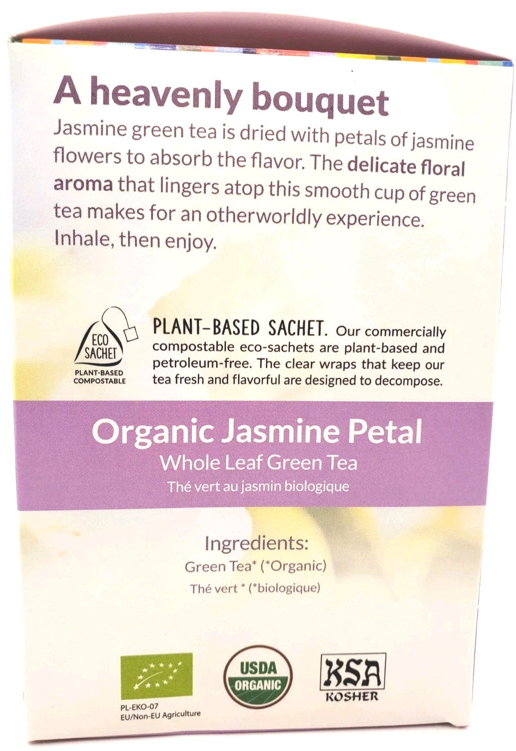Two Leaves and a Bud Organic Jasmine Petal Tea, 15 Sachets-2 Pack Light Caffeine