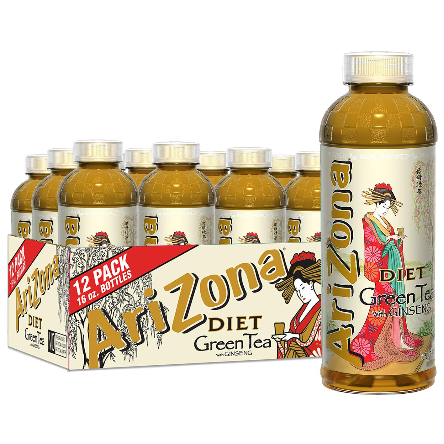 Arizona Diet Green Tea with Ginseng – 16 Fl Oz (Pack of 12)