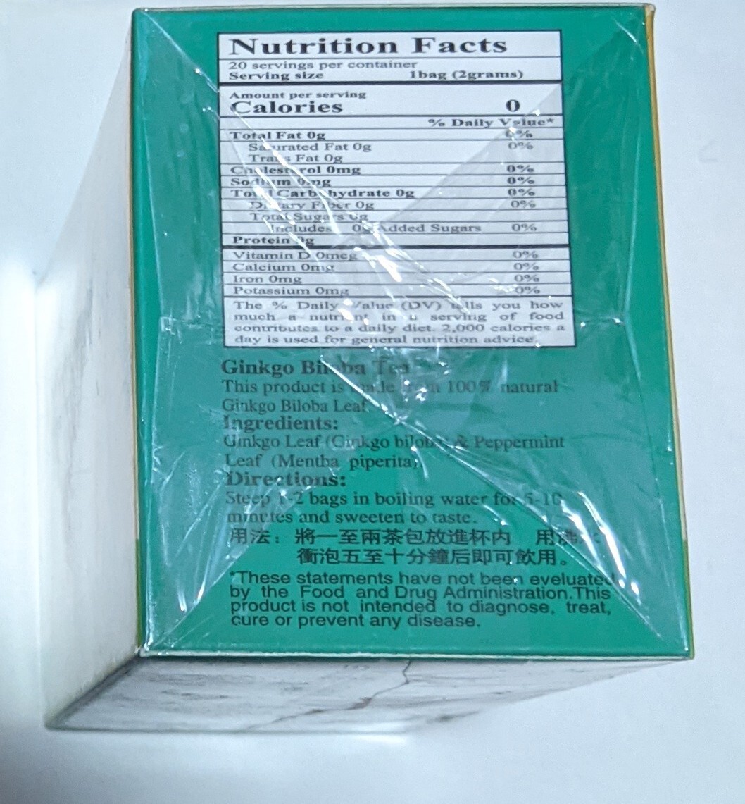 new one box 健脑银杏叶茶 1.4oz