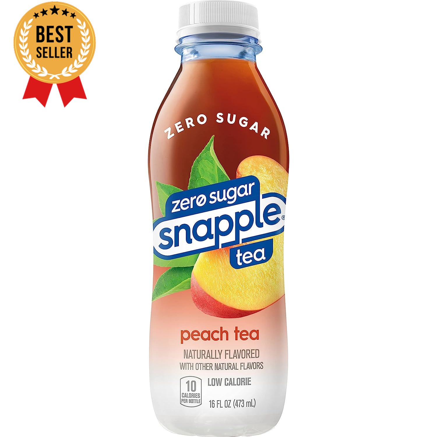 Zero Sugar Peach Tea 16 Fl Oz 12-Pack Recycled Plastic Bottles Refreshing