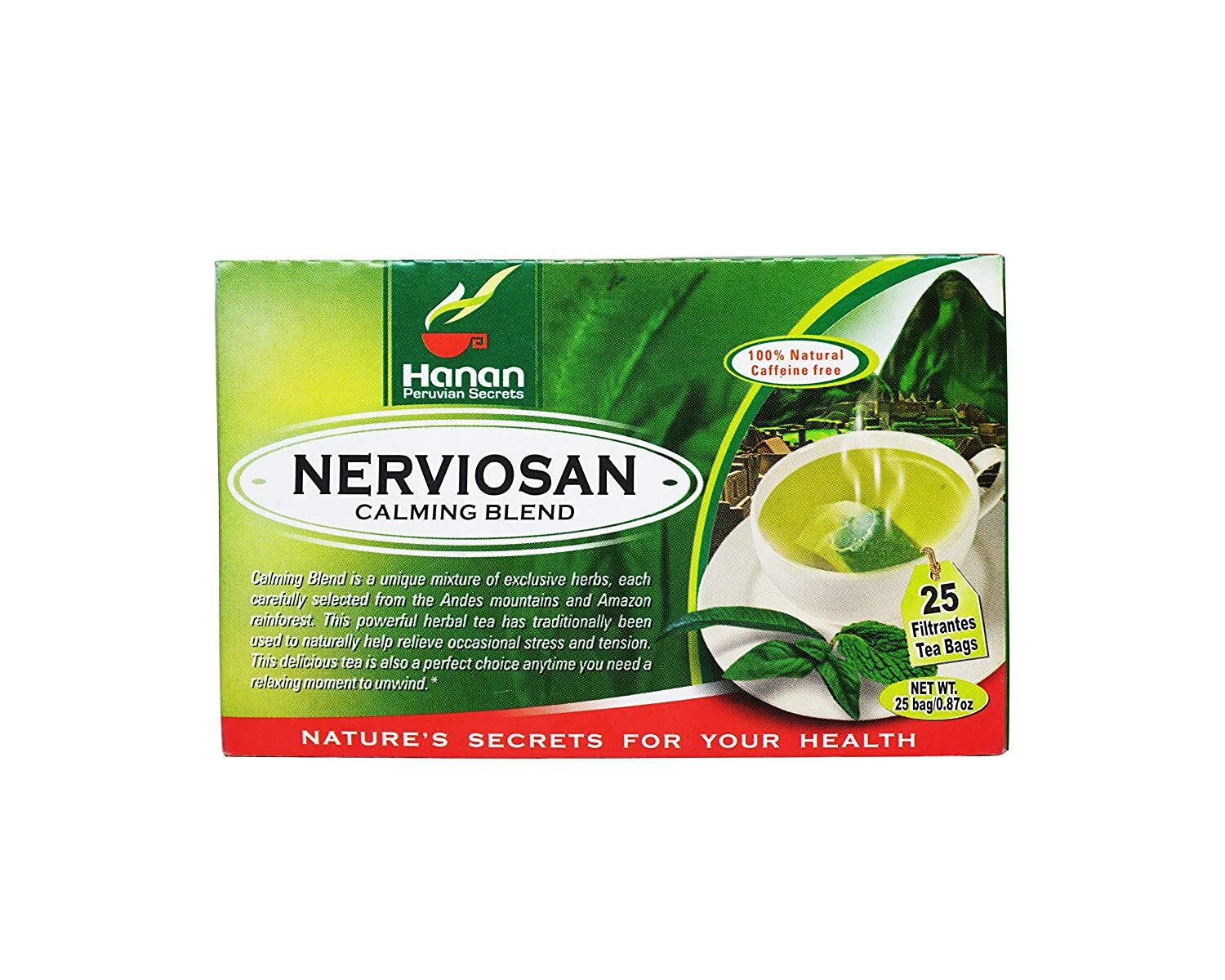 Hanan Peruvian Secrets Nerviosan Herbal Tea | 100% Natural Calming Blend | 25 Te