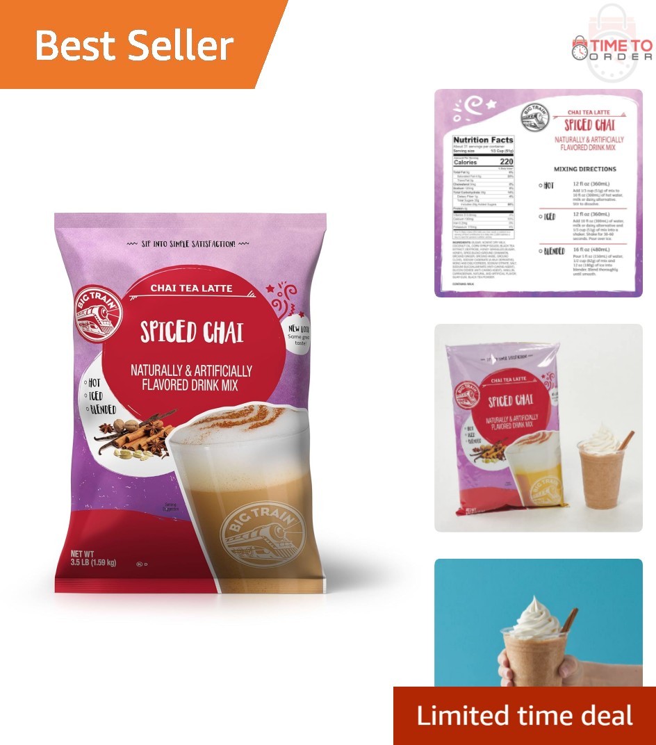 Spiced Chai Tea Latte Mix 56oz Powder Caffeine Free Variety for Hot Iced
