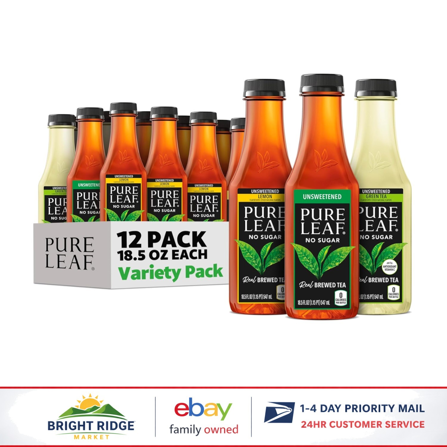 Plant-Based Iced Tea Variety Pack, 12 Bottles with Authentic Flavor Experience