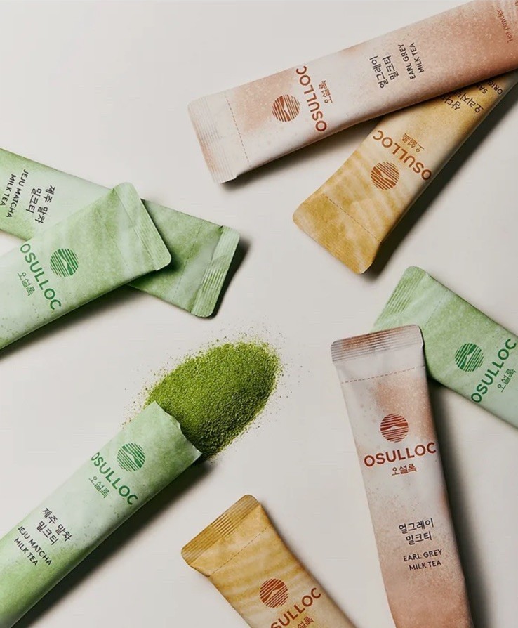 OSULLOC Korean Milk Tea Stick Set 3 Flavors Matcha Hojicha Milk Tea 30 Sticks