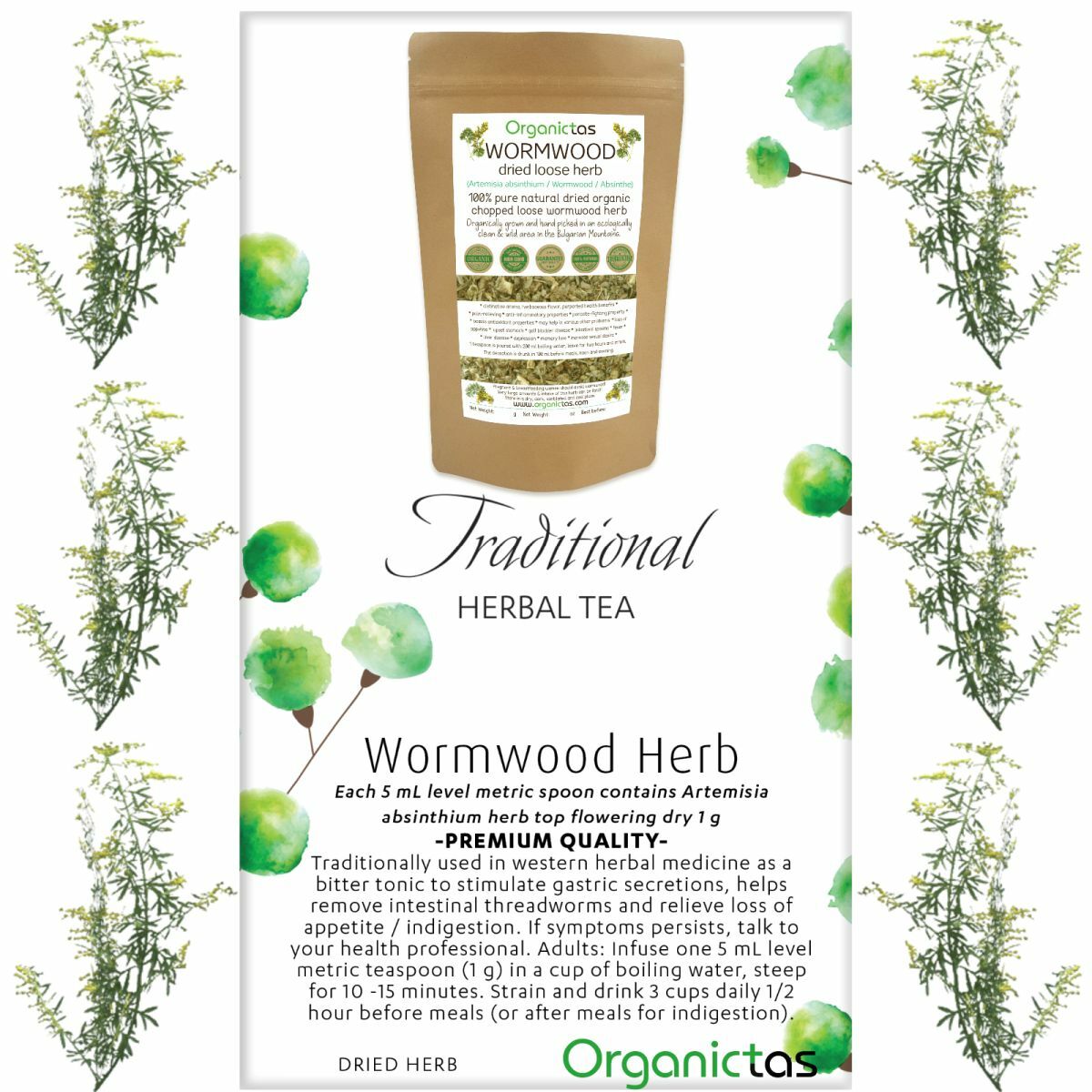 Artemisia Absinthium Organic Wormwood Tea – Best Premium Quality Health Benefits