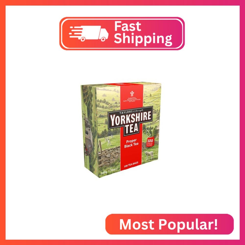 Yorkshire Tea, Red, Black Tea, String and Tagged Bags, 100 Count (Pack of 1), Re