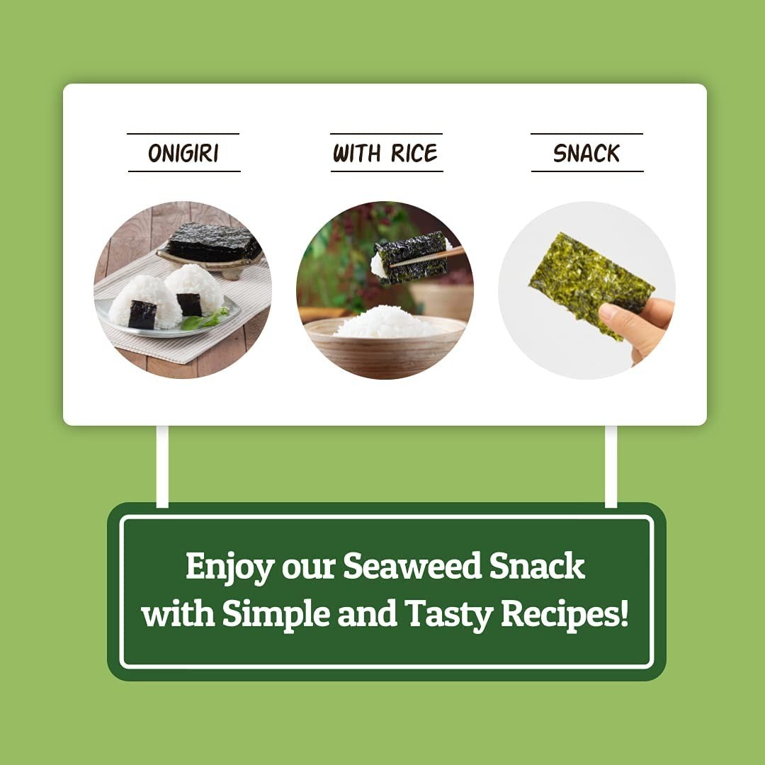 Daechun Seaweed Snack, Pack of 20, , Sea Salt, Green Tea Powder, Product of K…
