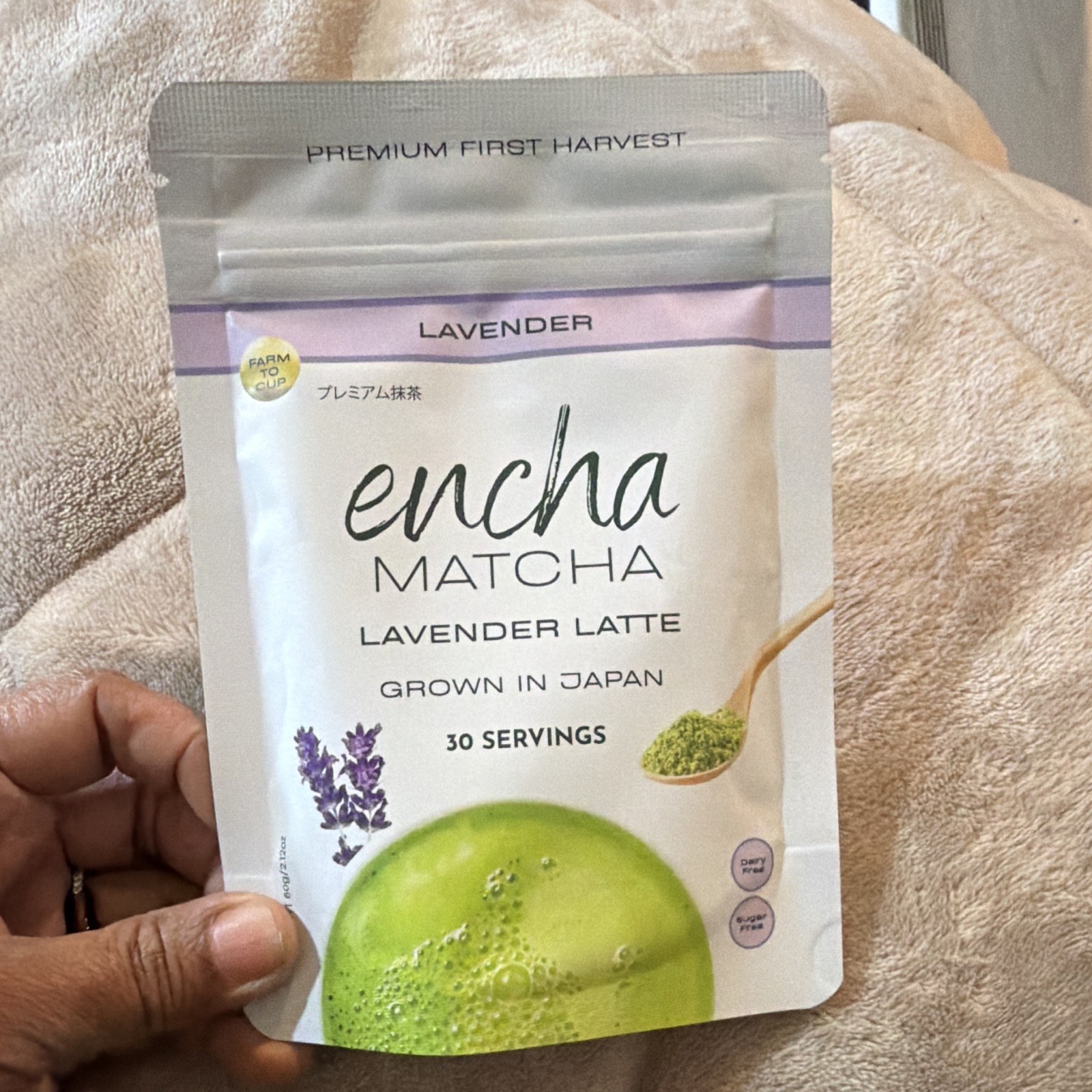 Encha Matcha Lavender Latte Organic Powder Japanese 30 Servings