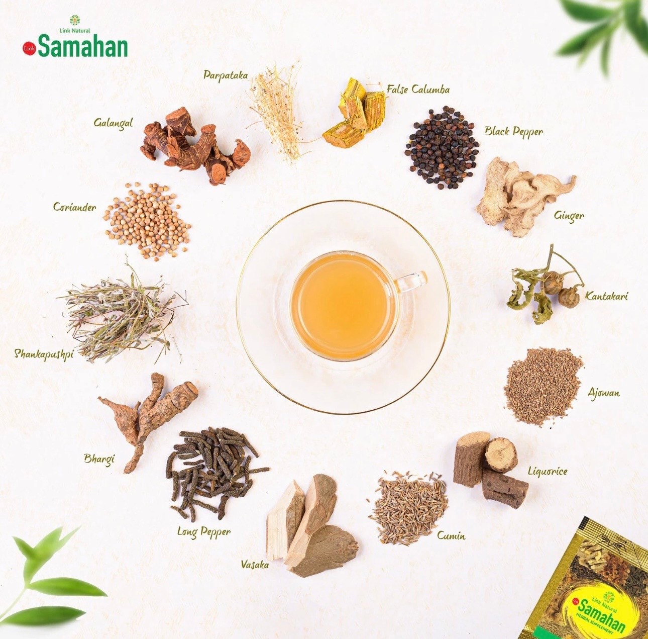 Link Samahan Ayurvedic Tea Natural Drink for Cough & Cold 100% Herbal Tea