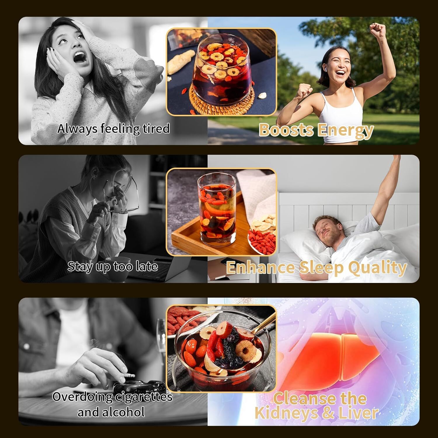 Kidney Ginseng Five Treasure Tea -Eight Treasure Tea with Wolfberry & Mulberry
