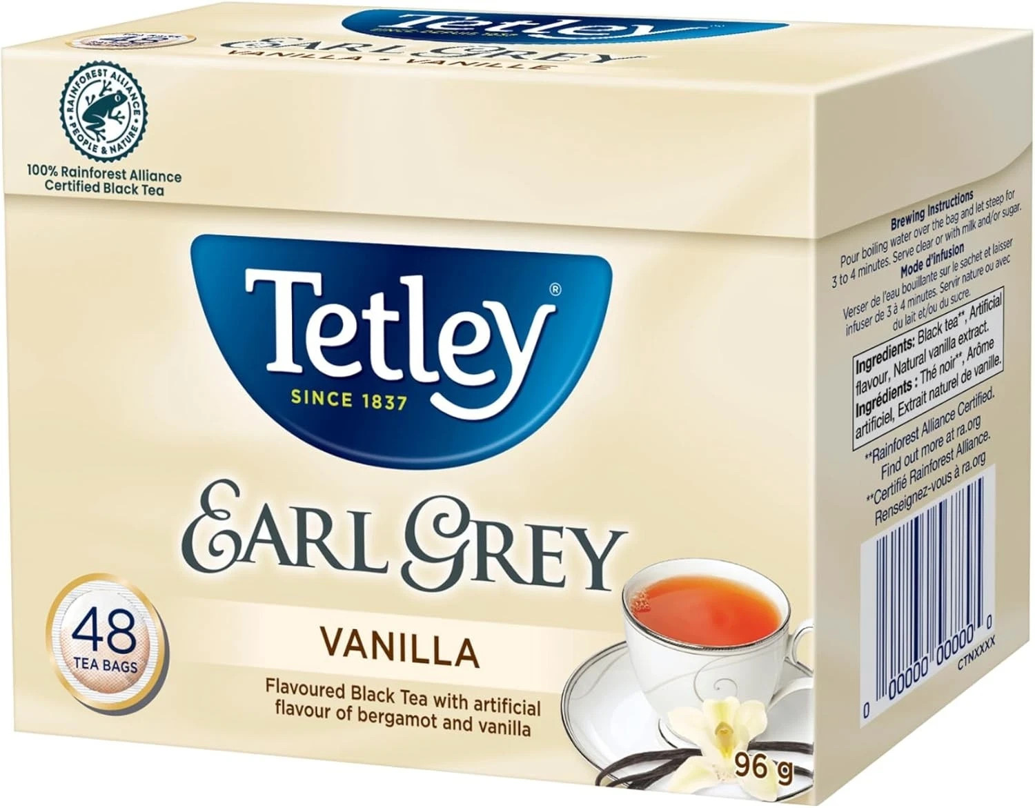 Tetley Earl Grey Vanilla Tea (48 Each) – From Canada