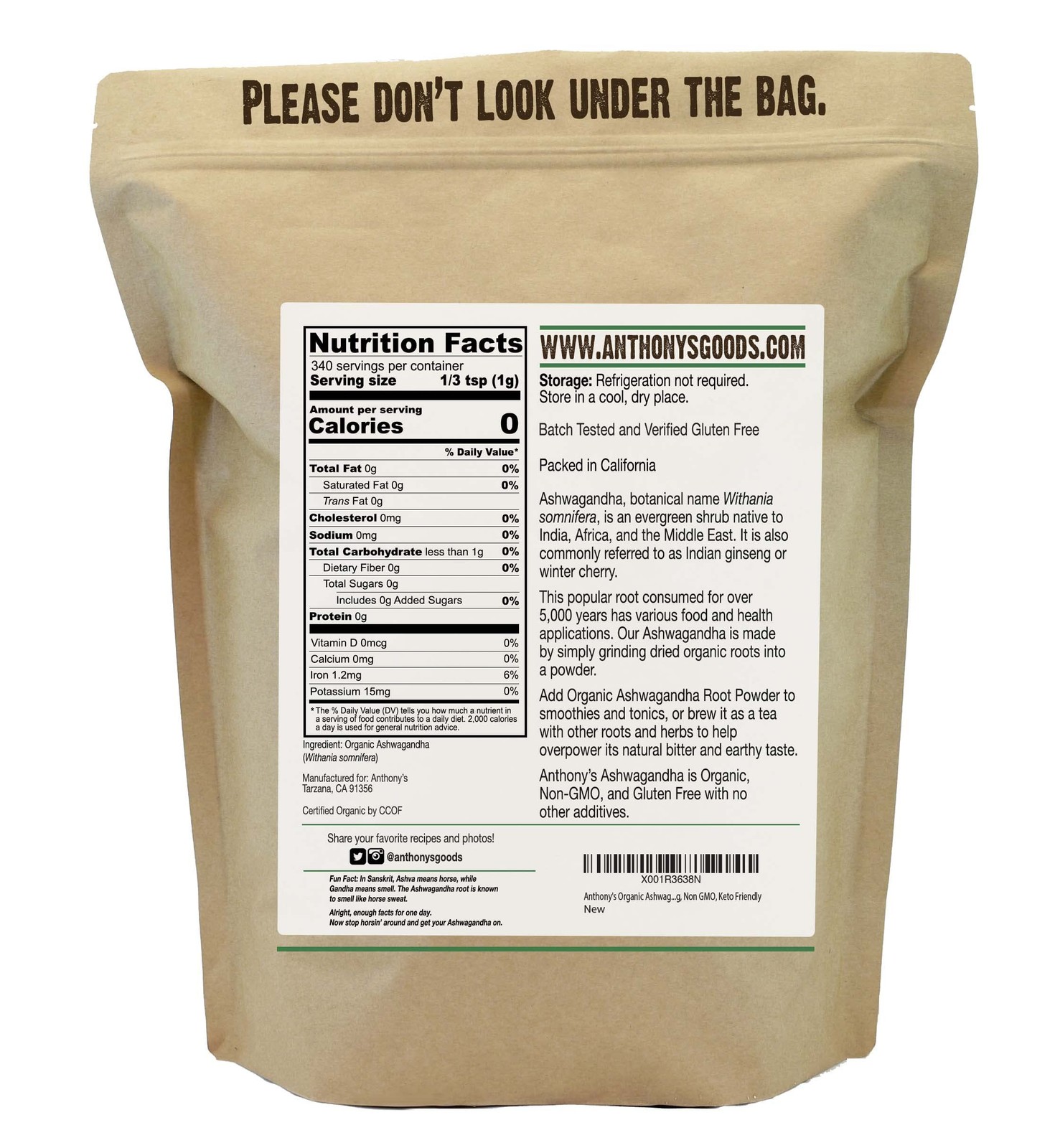 Organic Ashwagandha Powder, 12 oz, Batch 12 Ounce (Pack of 1)