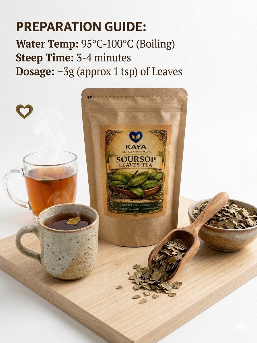 Kaya 100% Pure Soursop Leaves Tea 100g (3.53oz) Loose Leaf Hand Picked From Bali