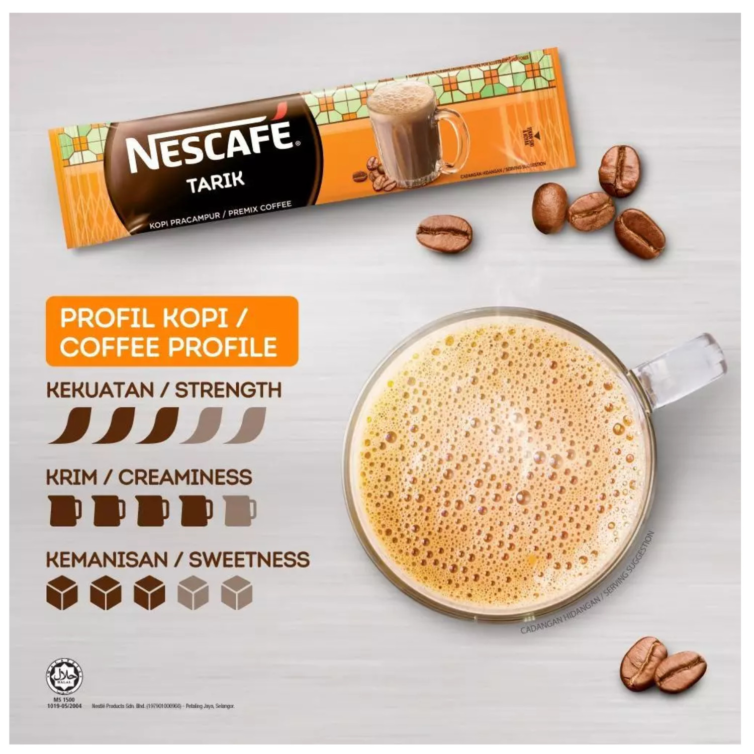 NESCAFE TARIK 3 in 1 Instant Coffee Mix 15 Sachets Malaysian Premix Coffee