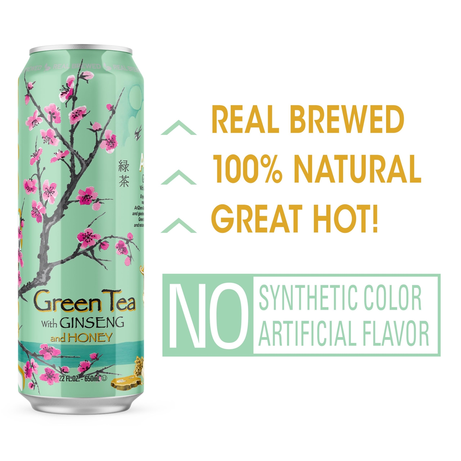Arizona Green Tea 22 Fl Oz Pack of 12 Real Brewed Ginseng Honey Drink