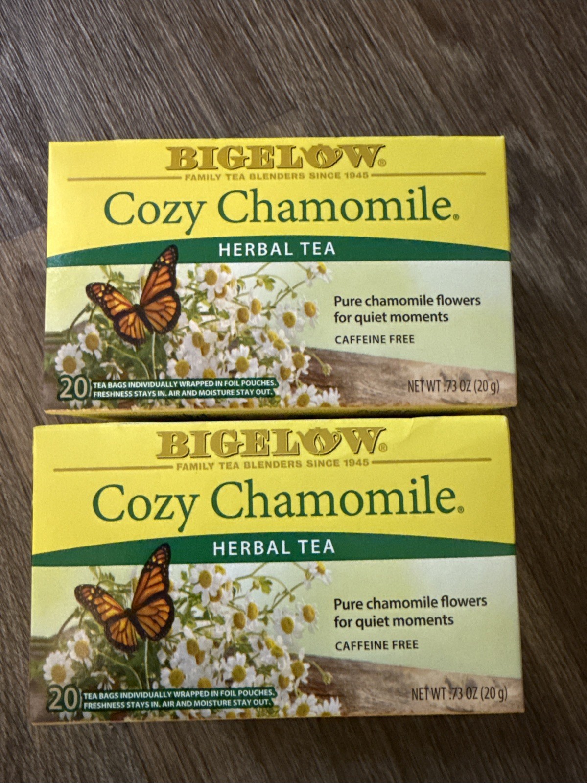 2x Bigelow Cozy Chamomile Herbal Tea | 20 Pouches Each Box Exp 9/26 (Pack of 2)