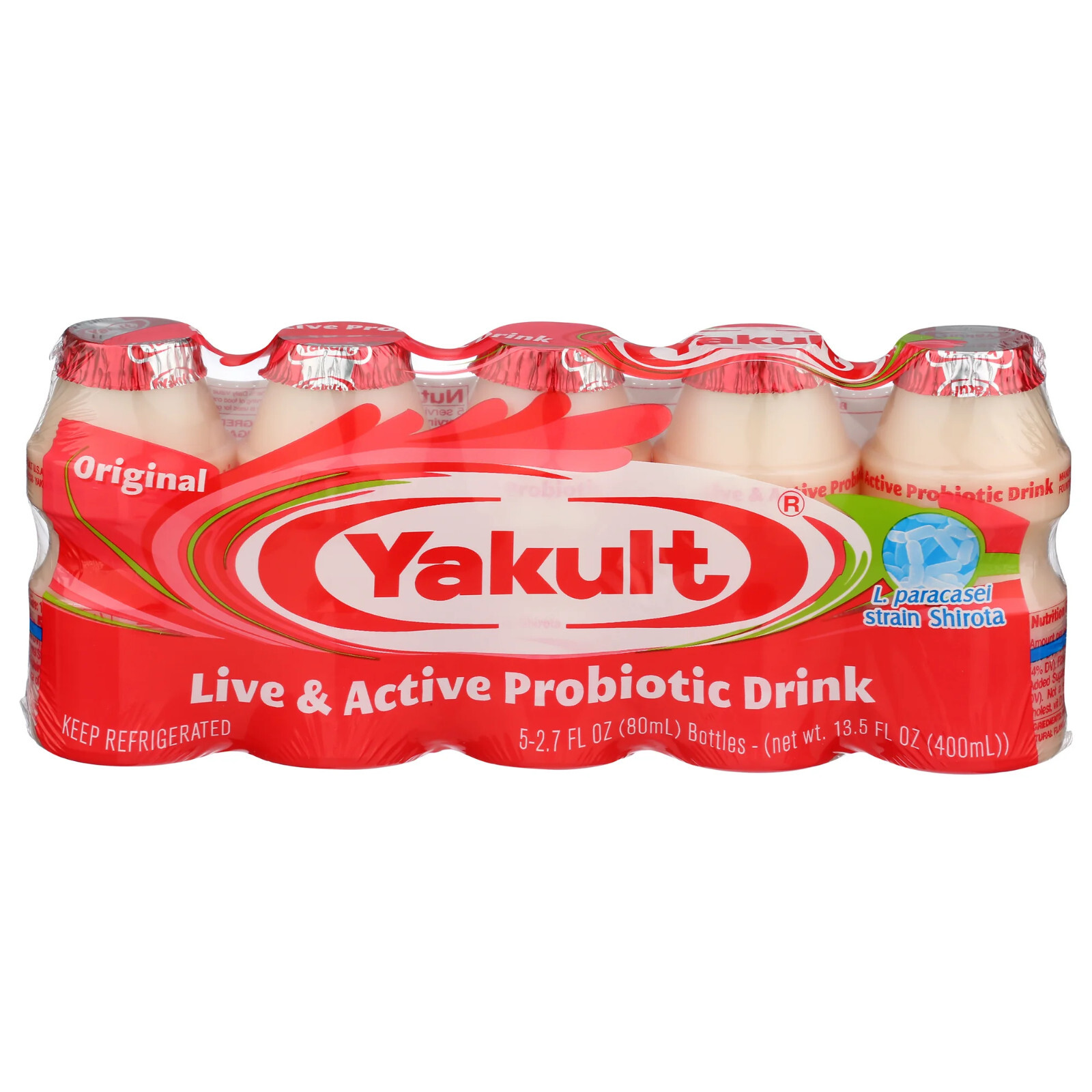 2 PACK Yakult Nonfat Probiotics Health Drink Bottle, 5 X 65 ml USA
