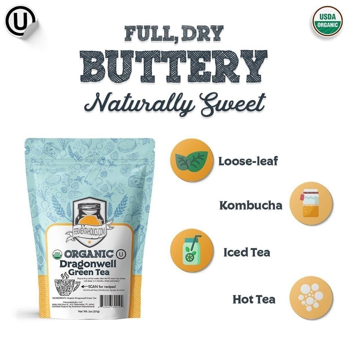 Fermentaholics USDA Certified Organic Loose Leaf Dragonwell Green Tea