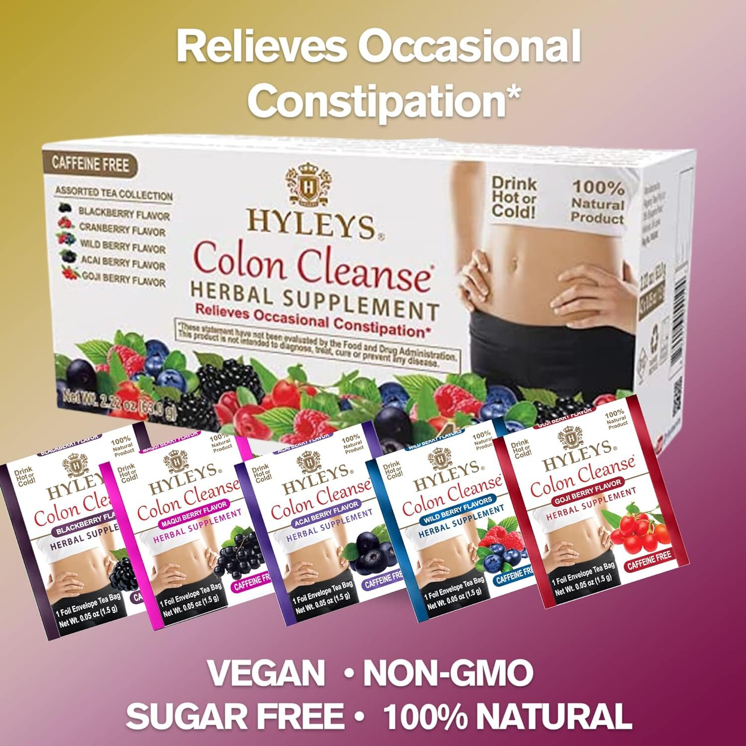 Hyleys Colon Cleanse Tea Assorted Flavors 42 Tea Bags (1 Pack)