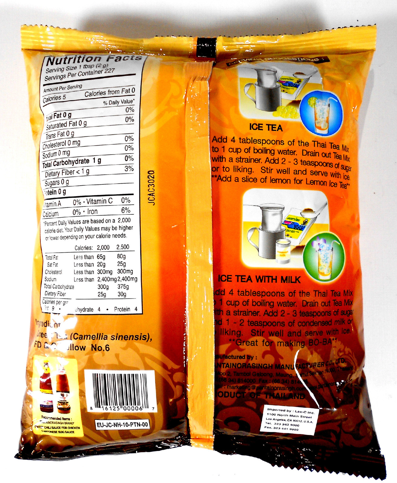 Best Thai Tea Leave Mix Pantai (Pantainorasingh) Brand 16 oz. / 1 Lb.
