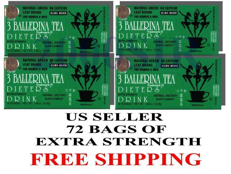 4 box 72 bags Ballerina Diet Slim Detox weight Loss Green Tea Supplement US SELL