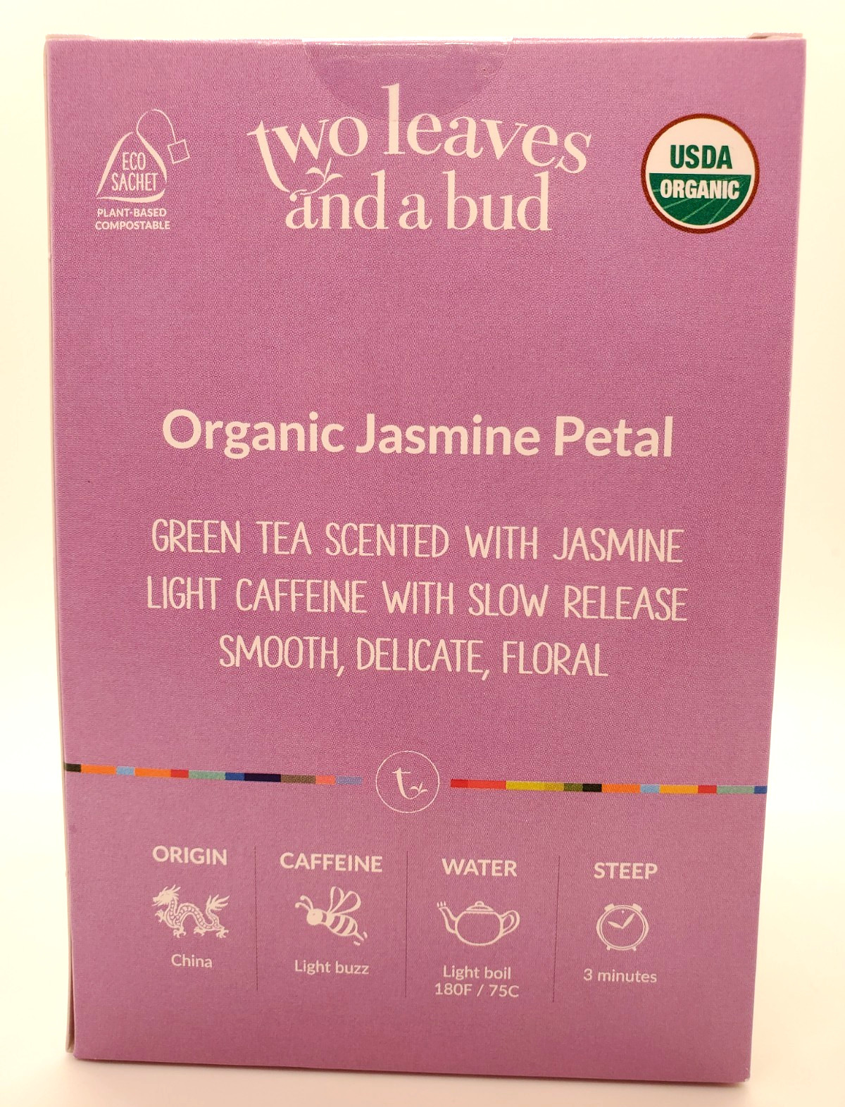 Two Leaves and a Bud Organic Jasmine Petal Tea, 15 Sachets-2 Pack Light Caffeine