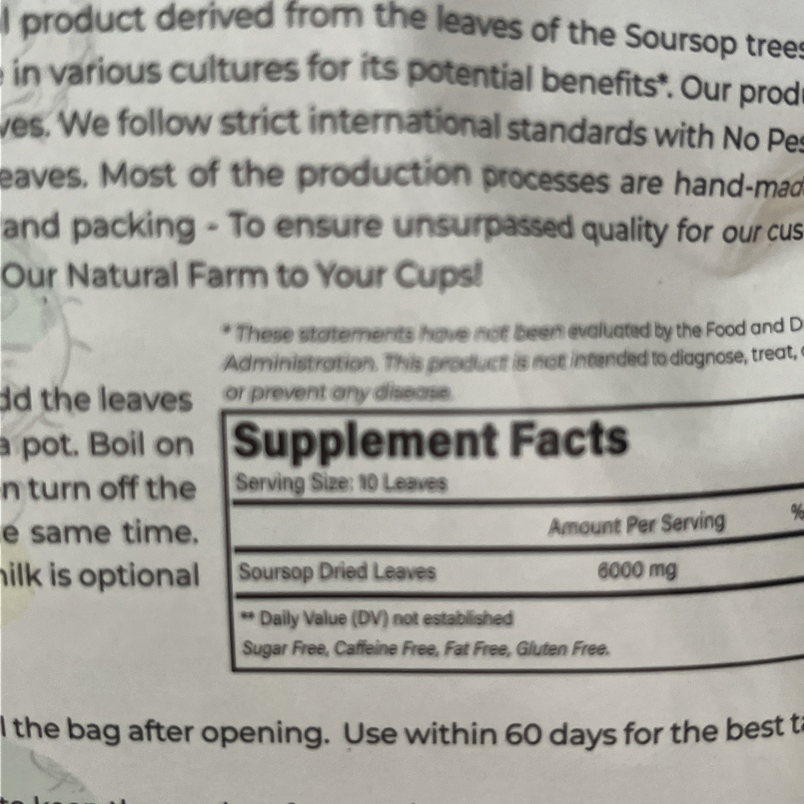 FreshDrinkUS, 330+ Premium Soursop Dried Leafs tea leaves