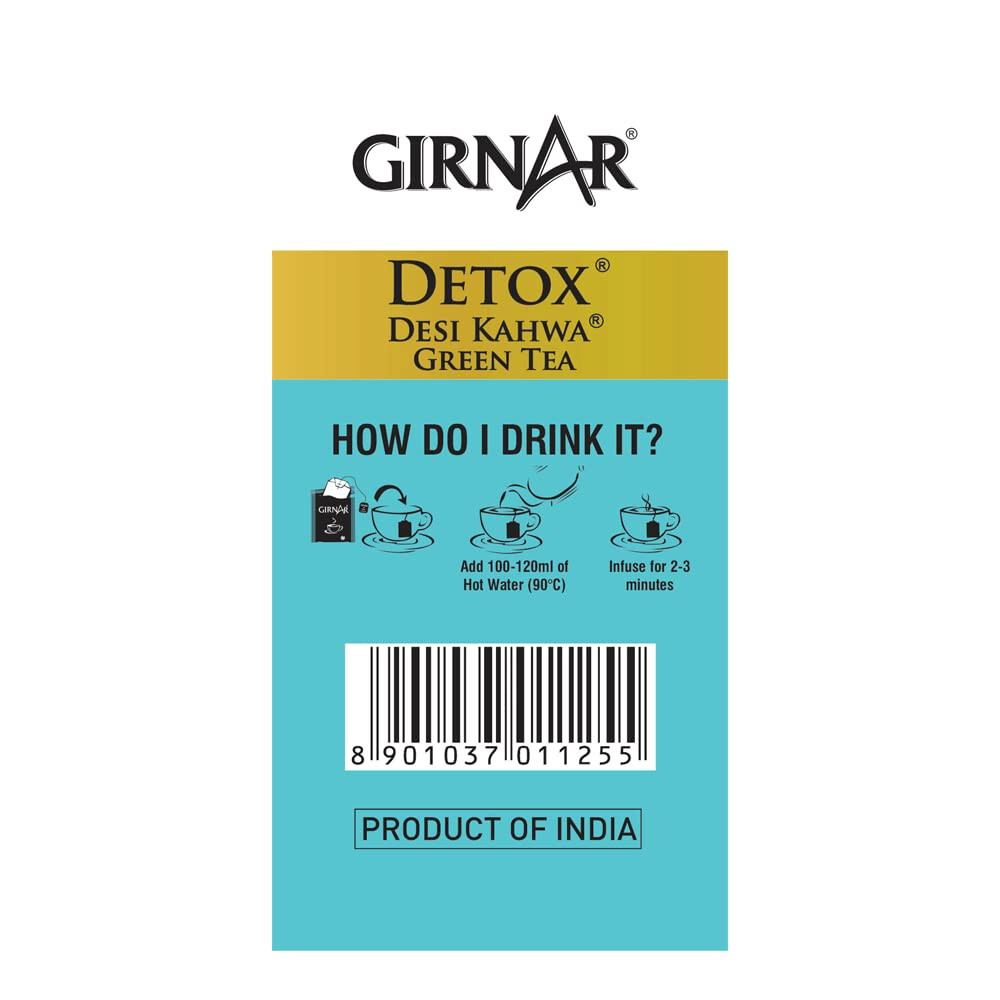 Girnar Food & Beverages Detox Green Tea – Desi Kahwa (36 Tea Bags) 90gm