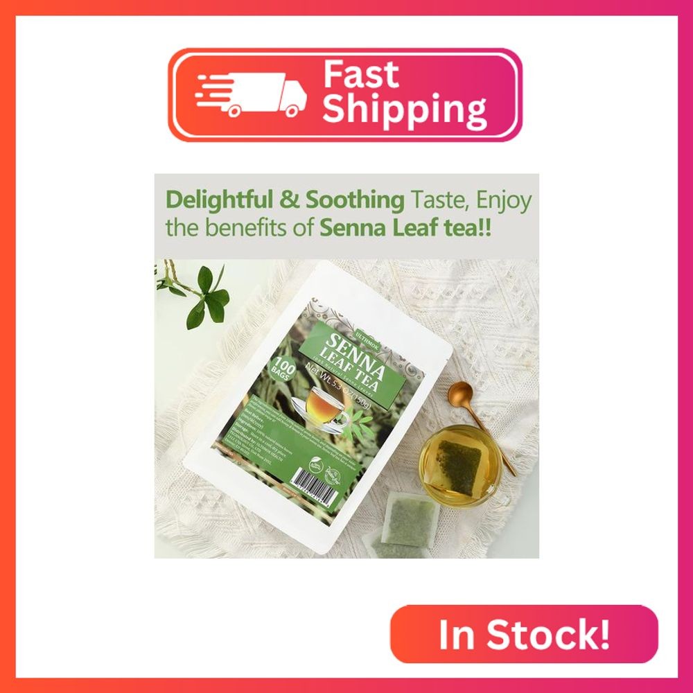 Premium 100 Senna Tea Bags, Made with 100% Natural Senna Leaves, No Additives &