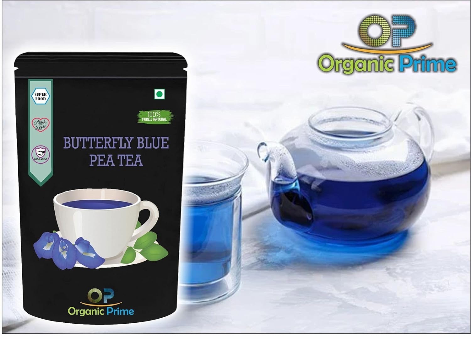 Organic Prime Butterfly Blue Pea, Lemongrass, Jasmine Tea, Lavender 4 x 100 g