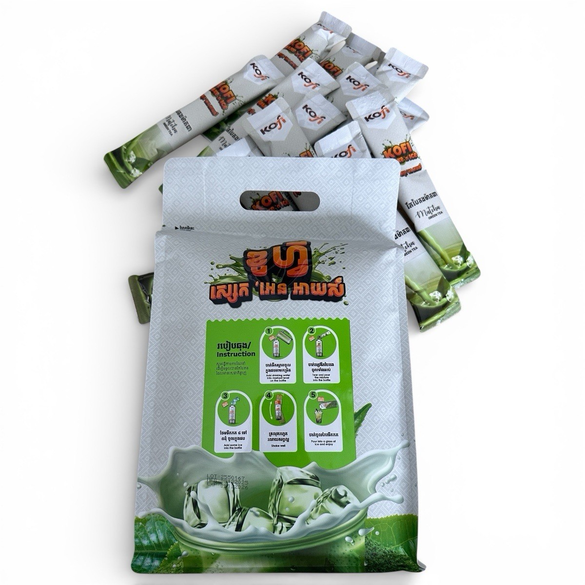 KOFI Shake ‘n Ice Match Green Tea (15 sticks x 35g) ផលិតផលរបស់ប្រទេសកម្ពុជា