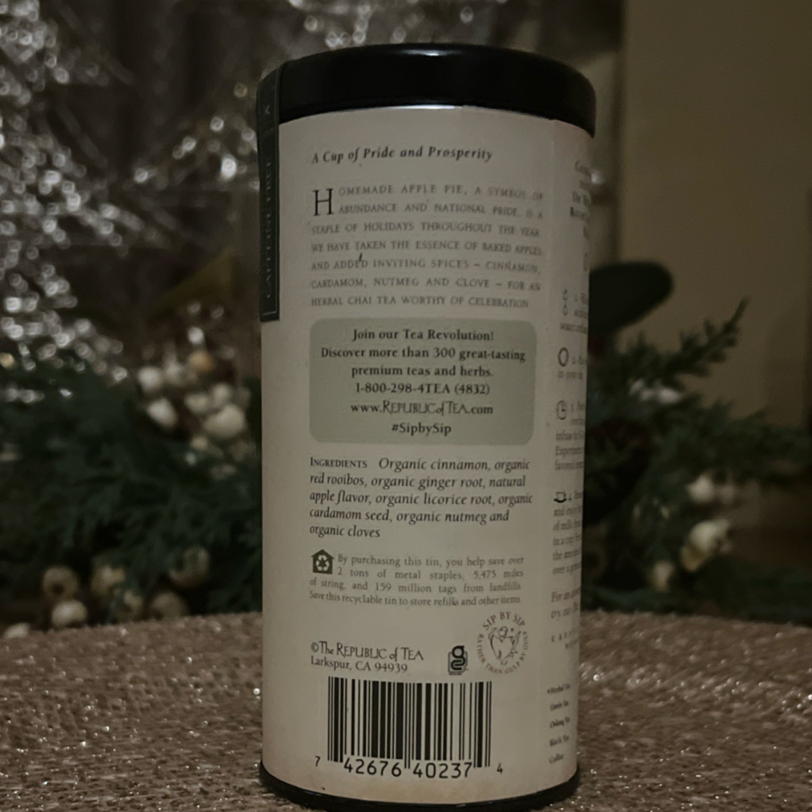 The Republic of Tea Apple Pie Chai Herbal Tea 36 Bags 2oz