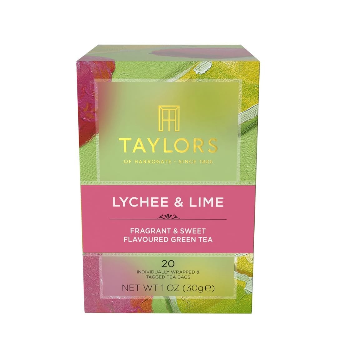 Elite Lychee & Lime Green Tea – Enjoy Hot or Iced, 20 Individually Wrapped Bags