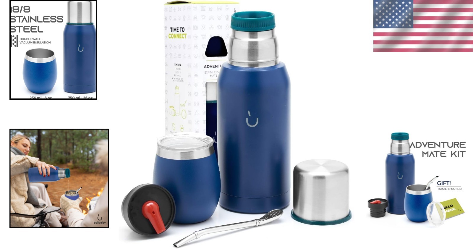 Stainless Steel Yerba Mate Kit with Flask