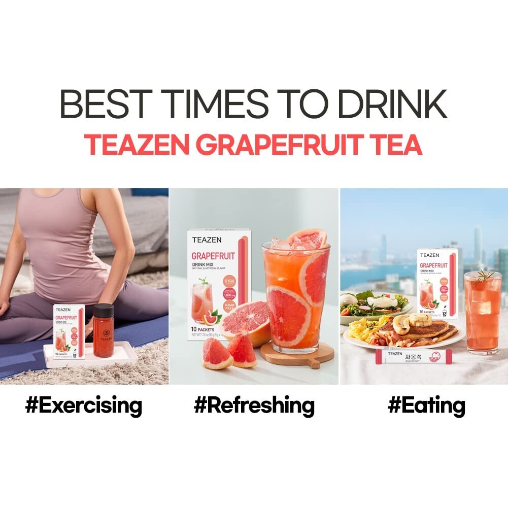 Portable Grapefruit Tea Stick Mix with Green Tea and Hibiscus – Refreshing Blend