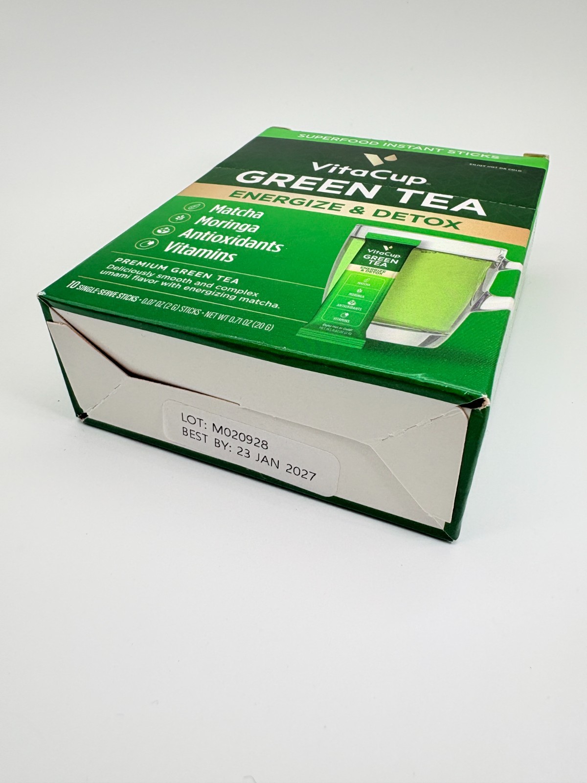 VitaCup GREEN TEA – Matcha Moringa Antioxidants Vitamins 10 Sticks New Box