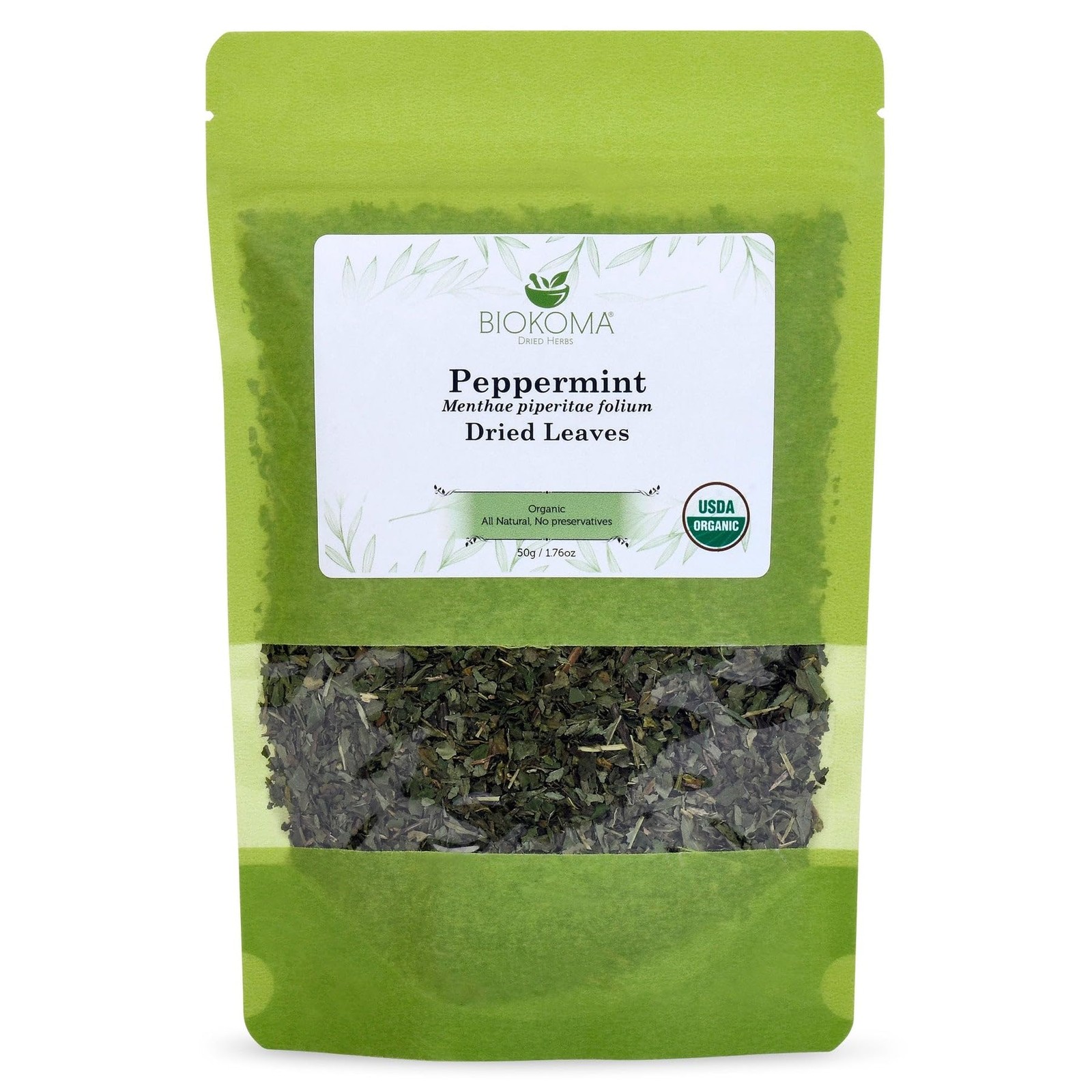 Organic Peppermint Dried Leaves 50g (1.76oz) Caffeine-Free Refreshing Soothin…