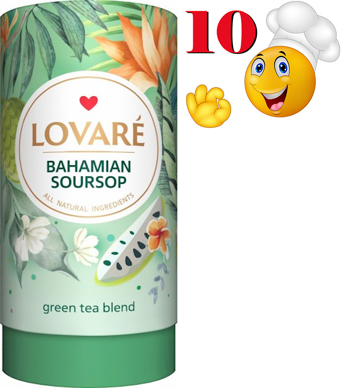 10 PACK – LOVARE Ukrainian Green Tea BOHEMIAN SOURSOP 80g Tubes Made in Ukraine