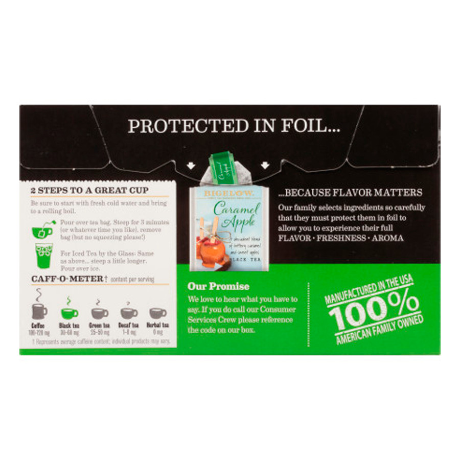 Bigelow 18-Tea Bags CARAMEL APPLE Black Tea Individually Wrapped ** BB 8/2027 **