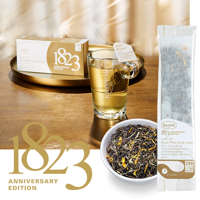 Ronnefeldt Leafcup® Royal White Tea & Cassis. 15 White tea Bags. Made in Germany